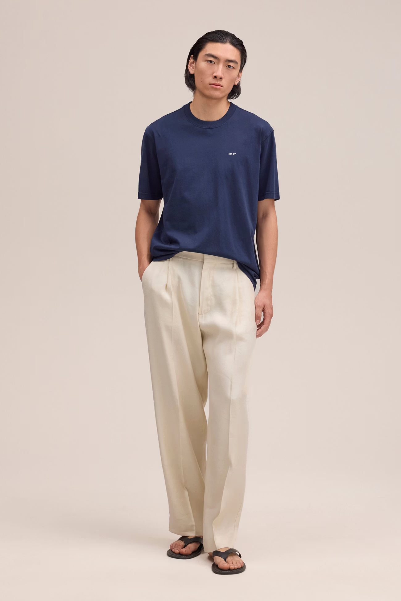 Adam Casual logo Pima T-shirt 3209 Navy Blue