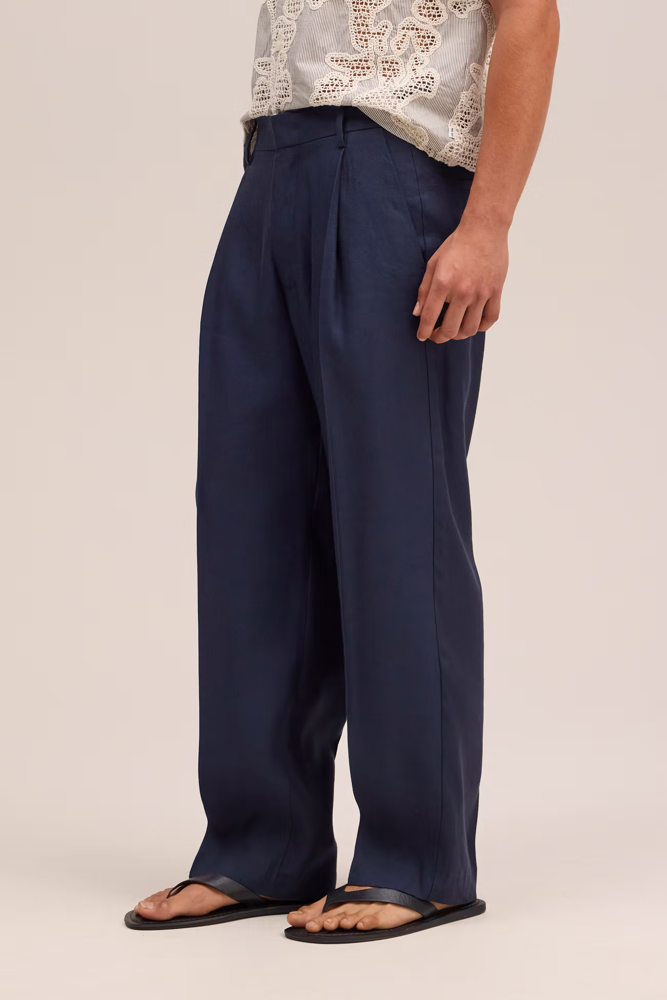 Kay Relaxed fit linen blend Trouser 1808 Deep Navy