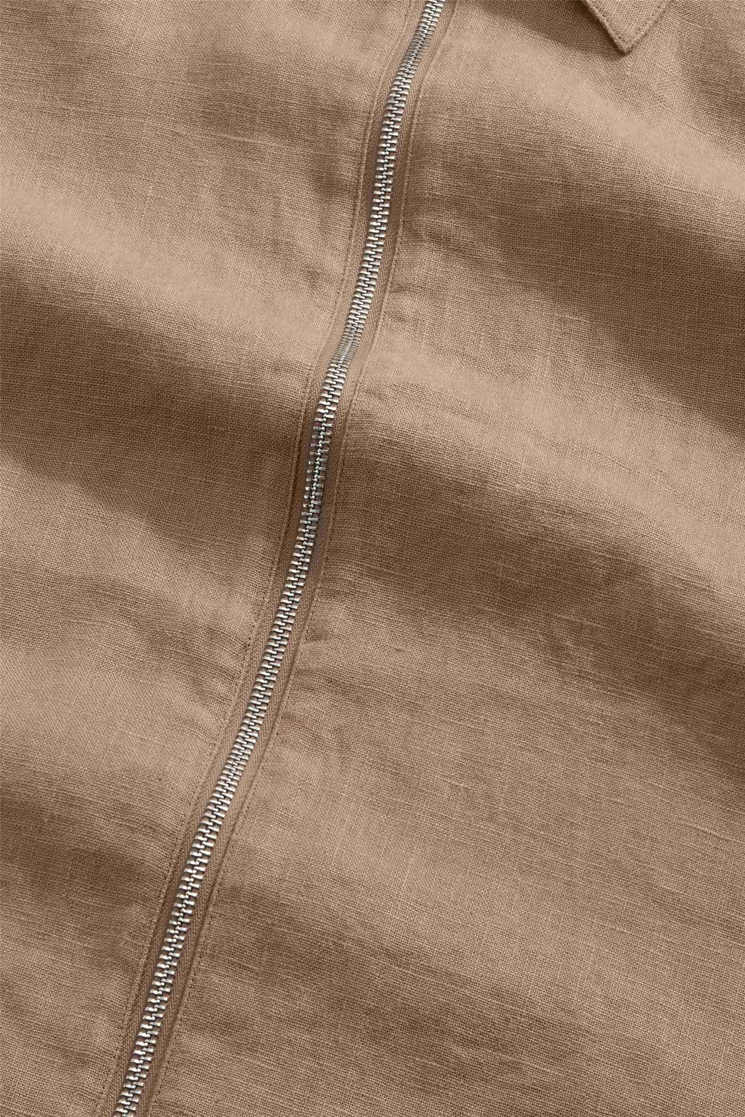 Alban 1454 Zipped Linen Overshirt Clay Mirage