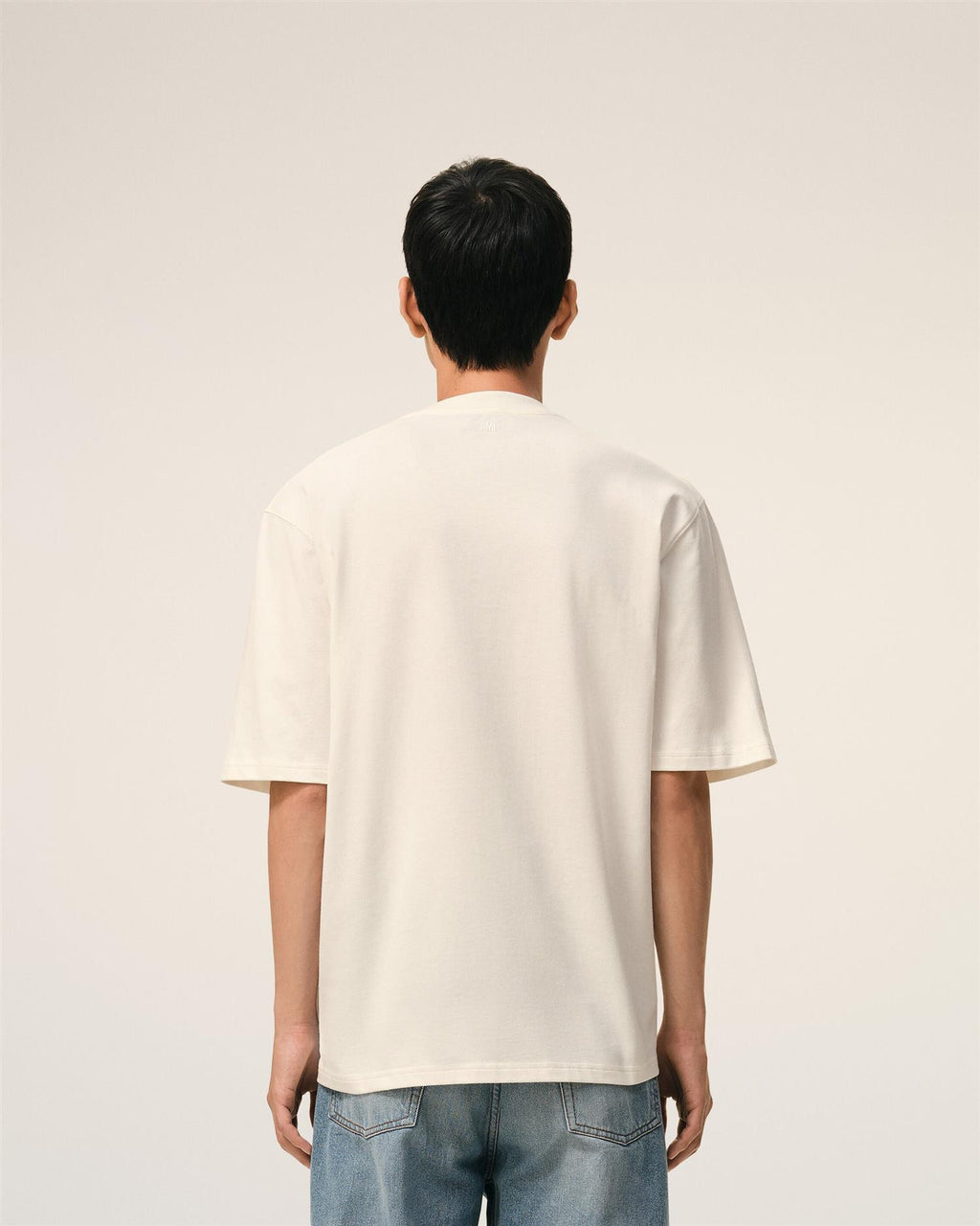 TONAL EMBOSSED BIG AMI DE COEUR T-SHIRT CREAM
