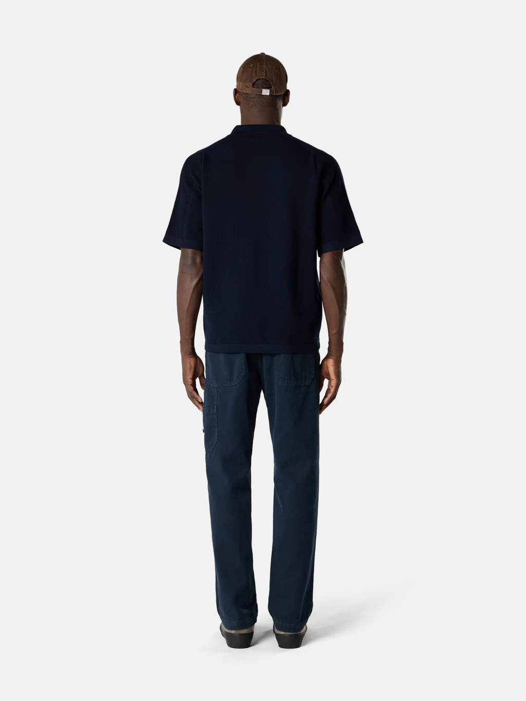 MICRO STITCH COTTON POLO T-SHIRT NAVY BLUE