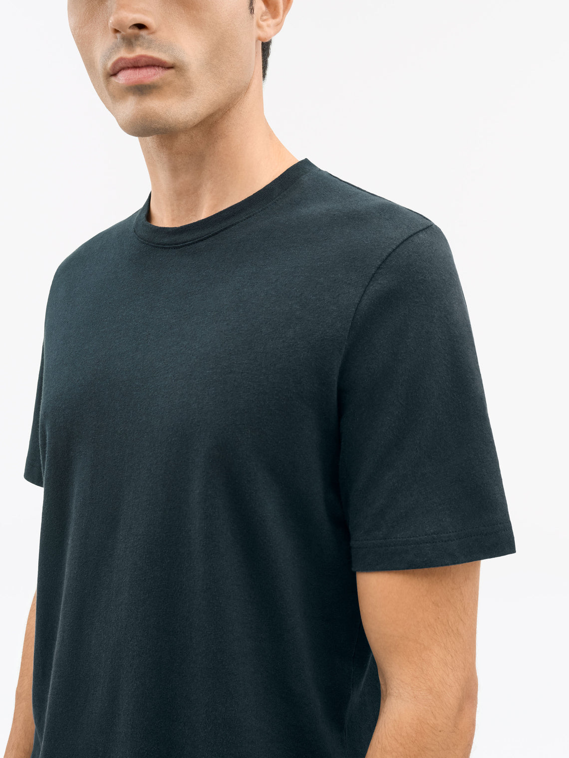 Olaf L Cotton-Linen Blend T-shirt Dark Blue