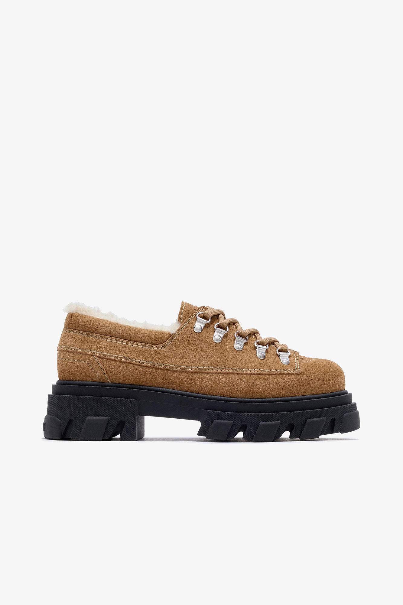 Cleated Suede Derbie Shoes Cognac