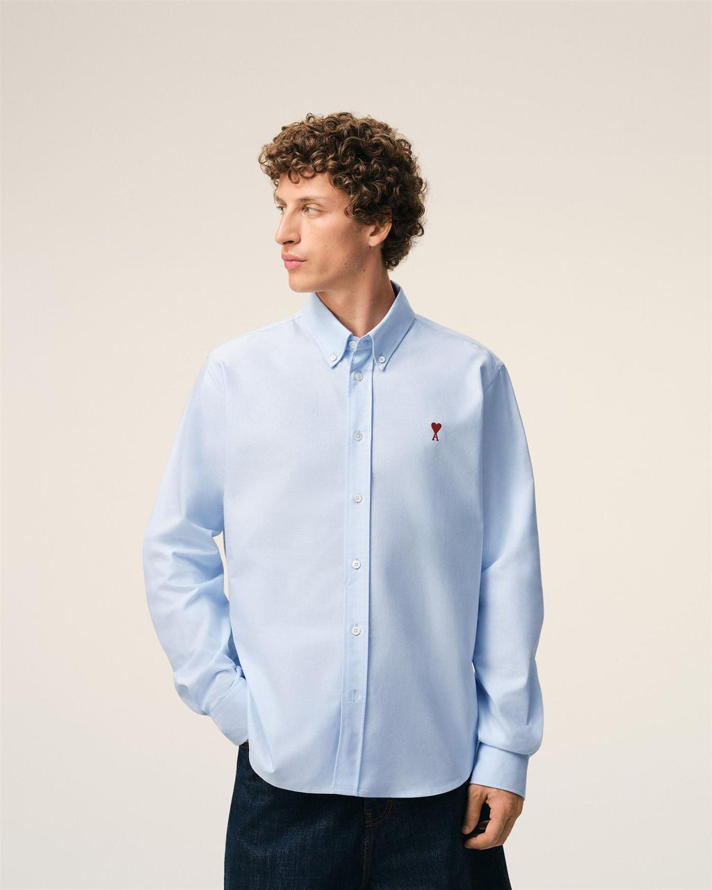 Embroidered AMI DE COEUR OXFORD SHIRT SKY BLUE