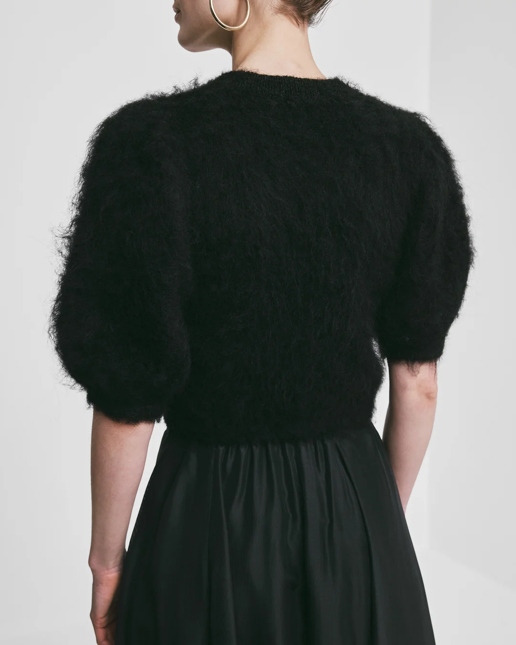 Hairy Knit Puffed Jacket Black