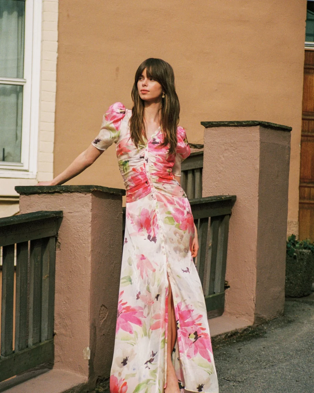 Shiny Button-Down Dress Soft Dew