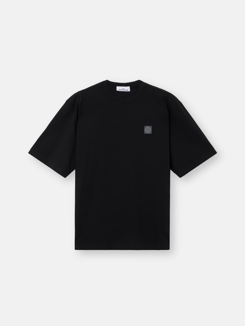 GARMENT DYED ORGANIC COTTON PATCH T-SHIRT BLACK