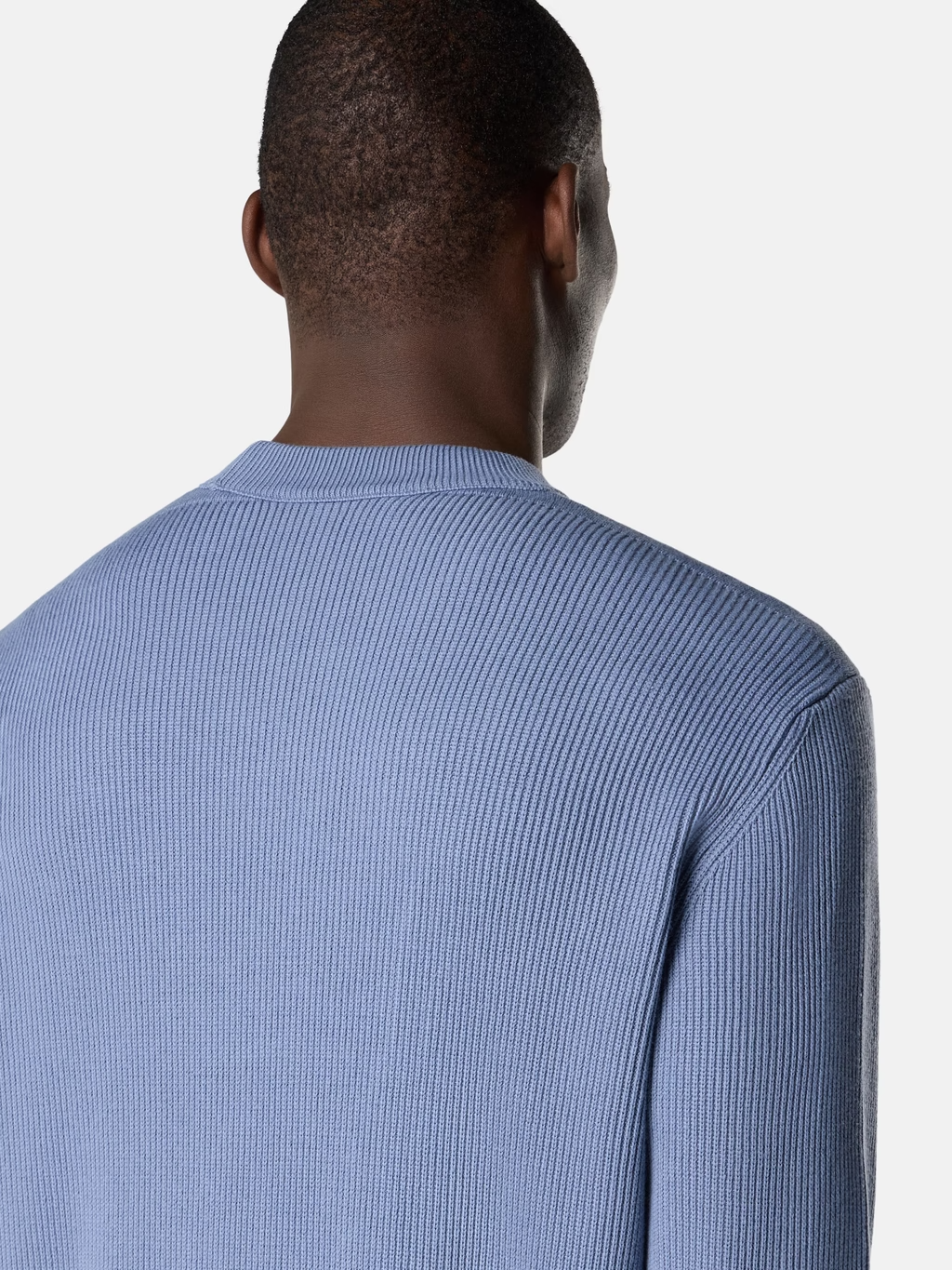 RIBBED KNITTED ORGANIC COTTON SWEATER AVIO BLUE