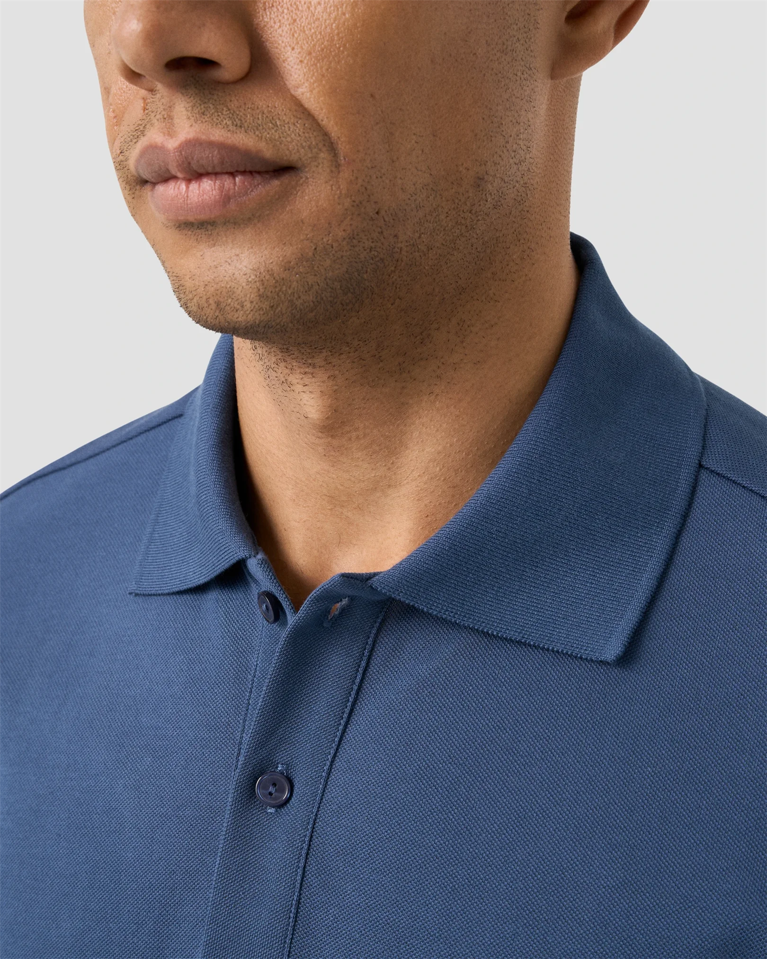 Pima Cotton Pique Polo T-Shirt Mid Blue
