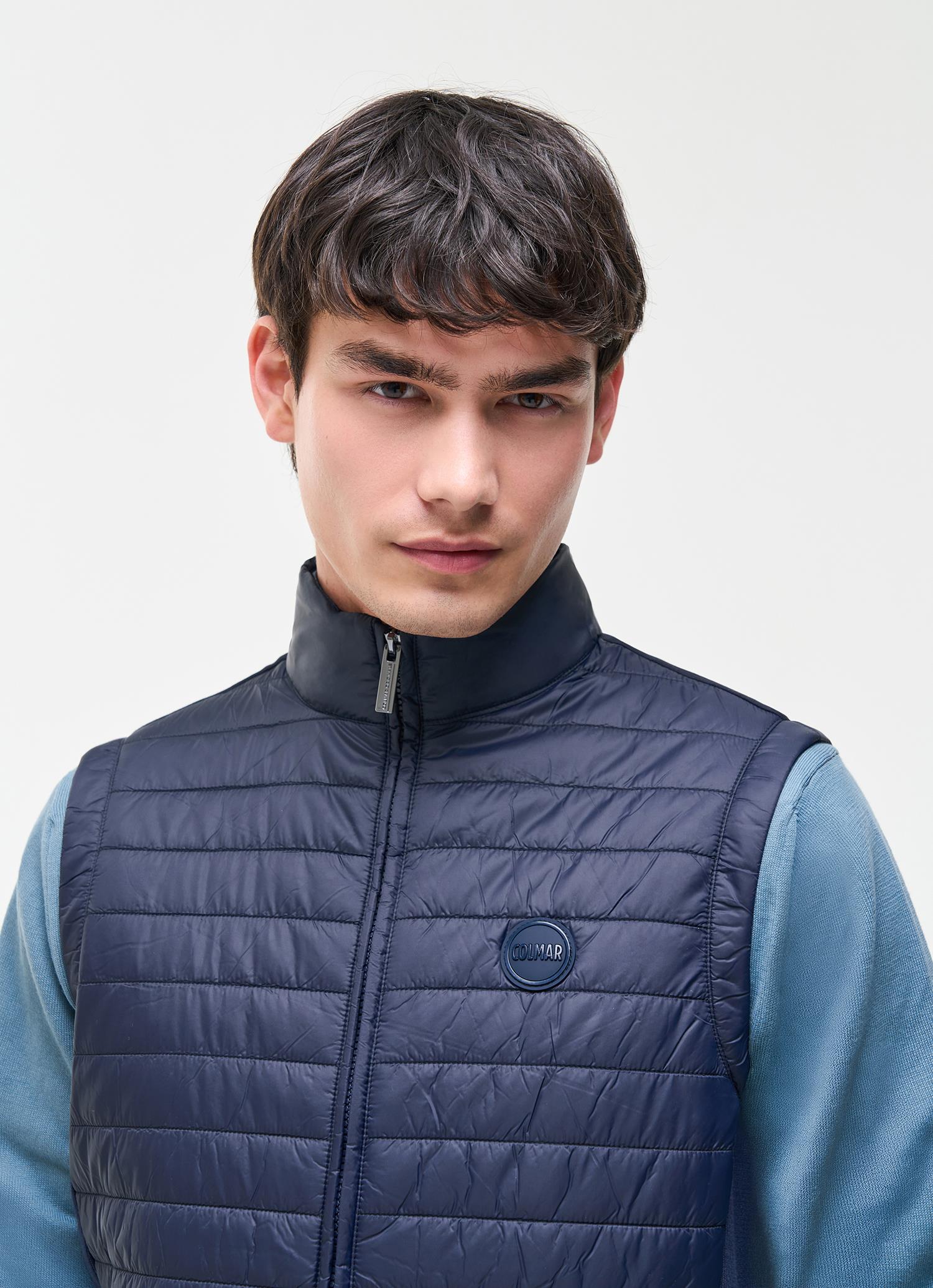 Hybrid knit and padded VEST NAVY BLUE
