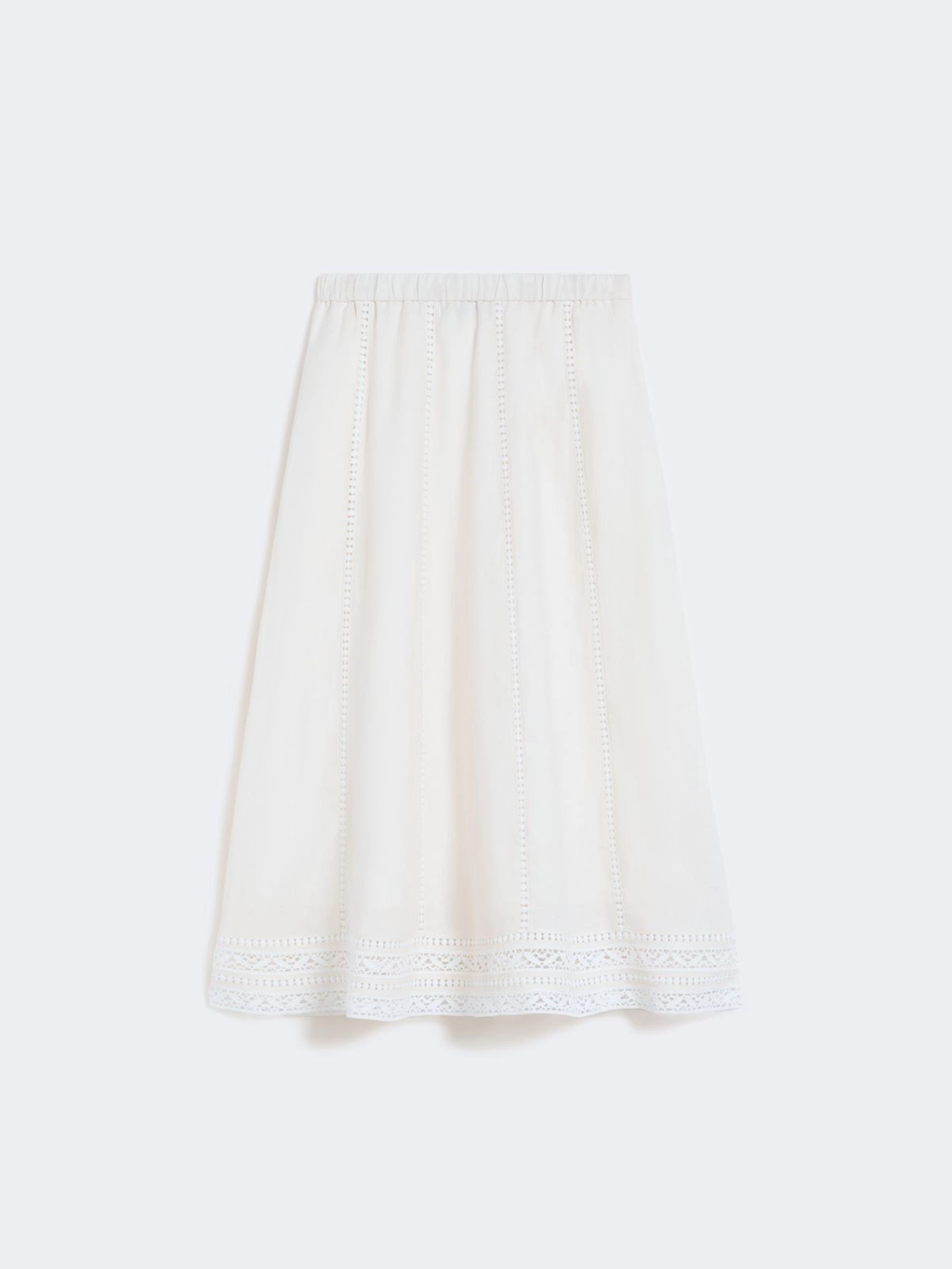 GERGO À Jour Embroidered Linen Skirt ECRU