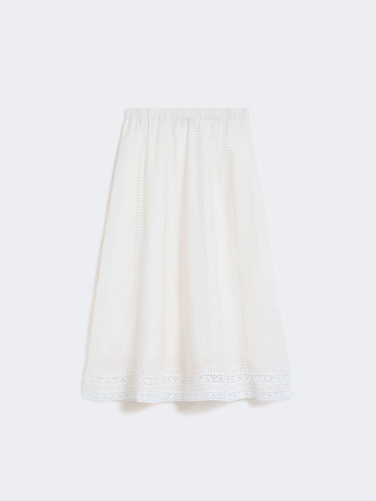 GERGO À Jour Embroidered Linen Skirt ECRU