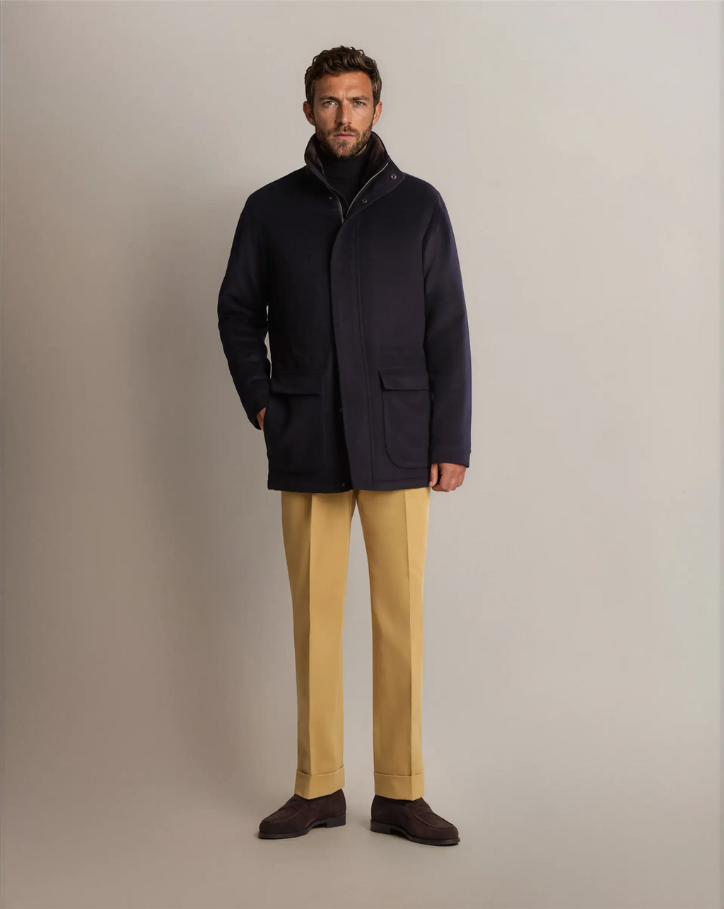 Winter Wool Car Coat Navy