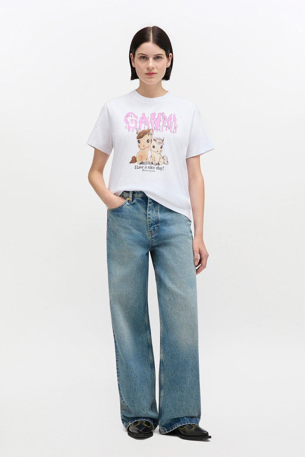 Graphic pony print T-shirt Bright White