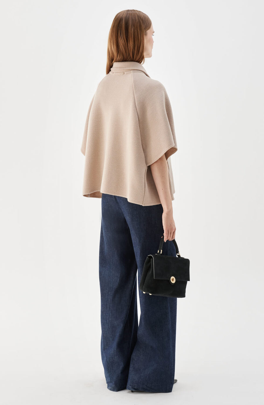 GERTRUDE SHORT WOOL CAPE FUDGE
