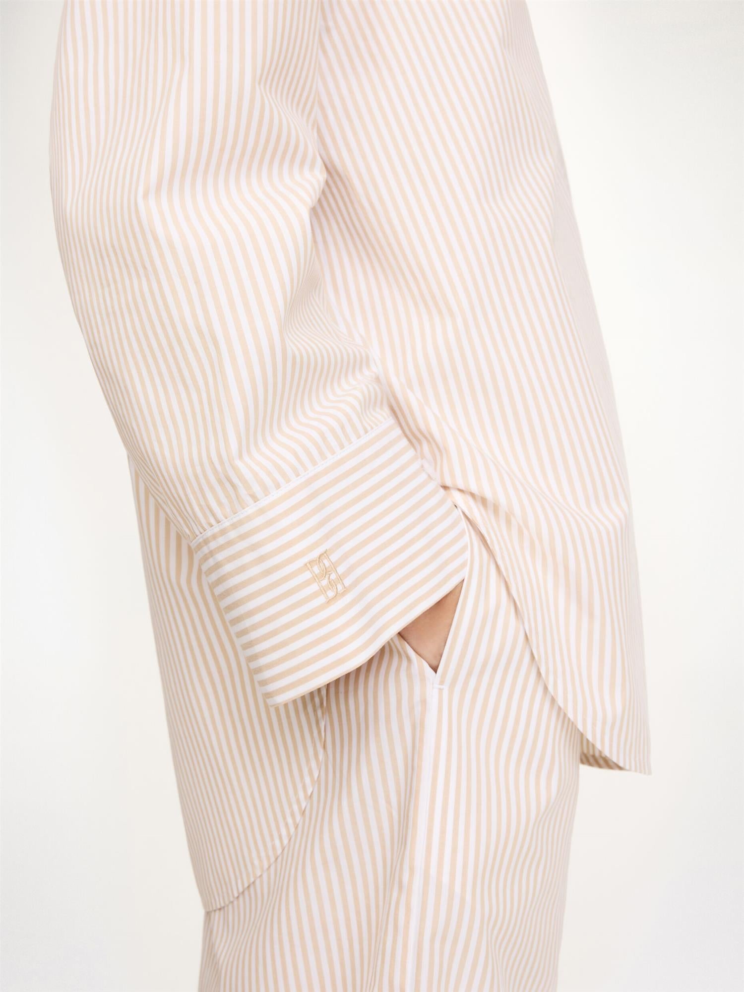 DERRIS Organic Cotton Shirt Dark Sand Strip
