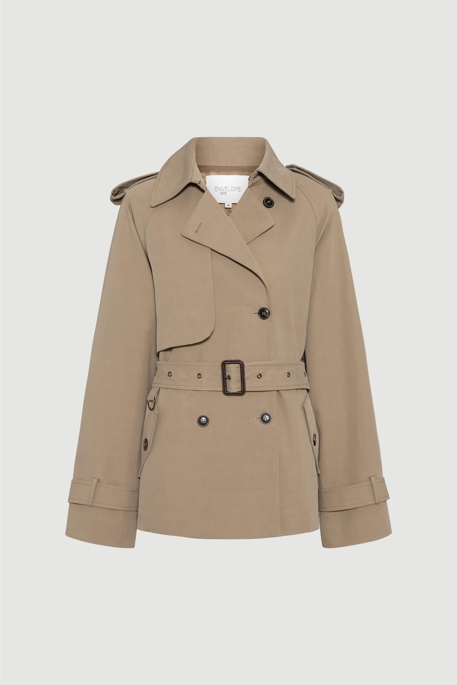 Majorstuen Cotton Short Trench Jacket Khaki