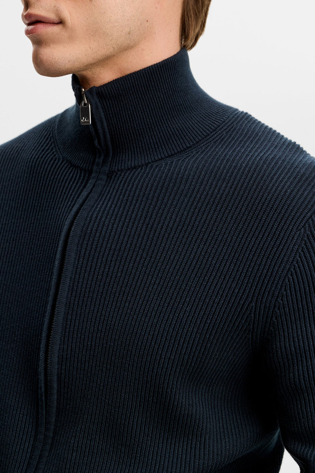 Alexis RIBBED COTTON Full Zip SWEATER JL Navy