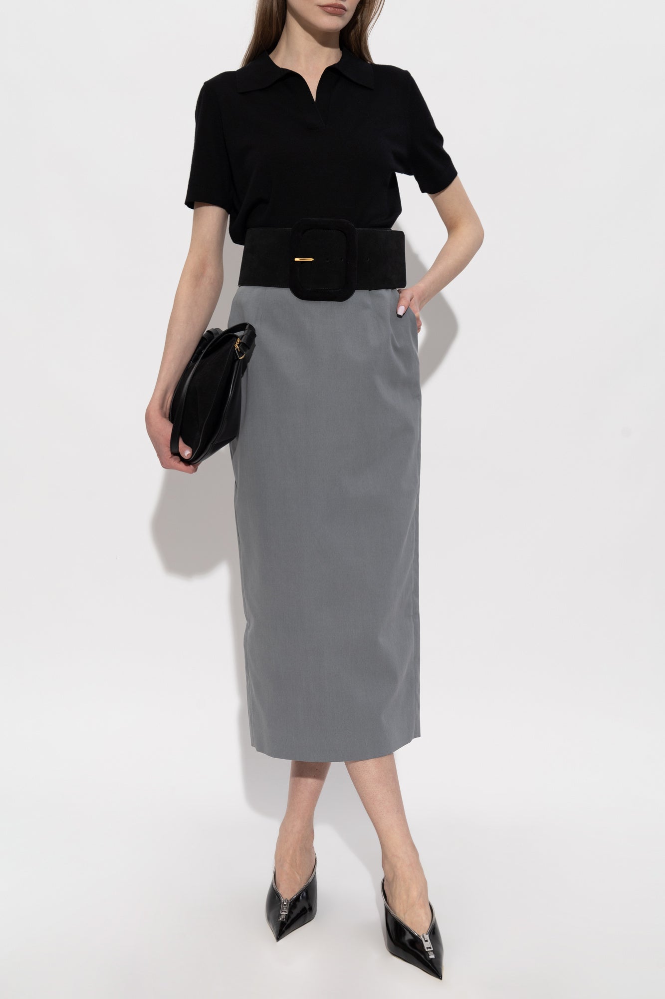 MONI Wool Cashmere POLO T-shirt BLACK
