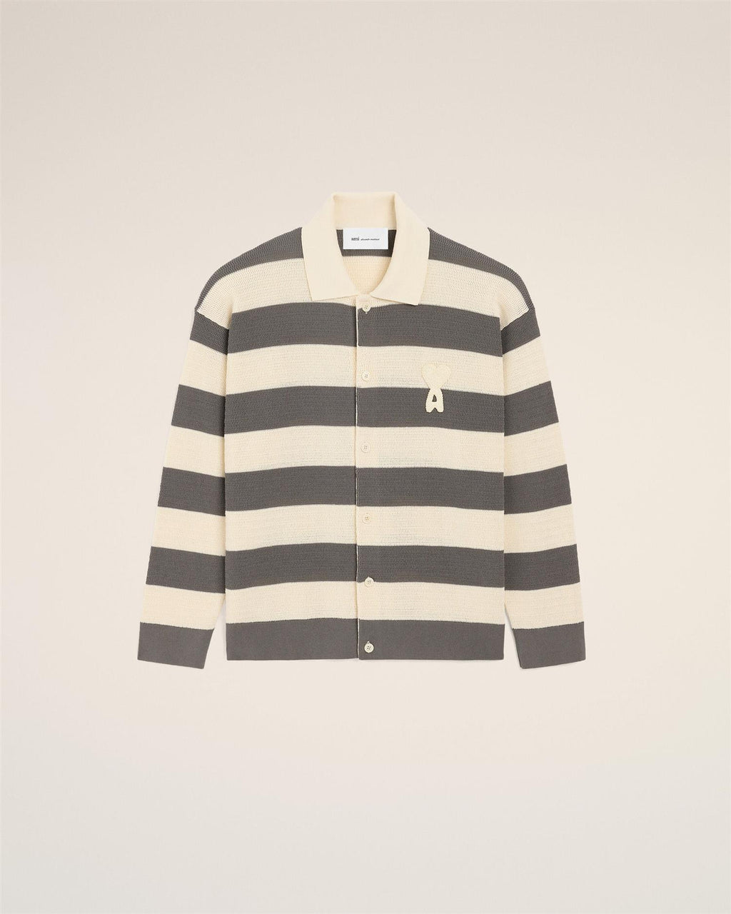 ADC PATCH POLO CARDIGAN WHITE CREAM/CARBONE