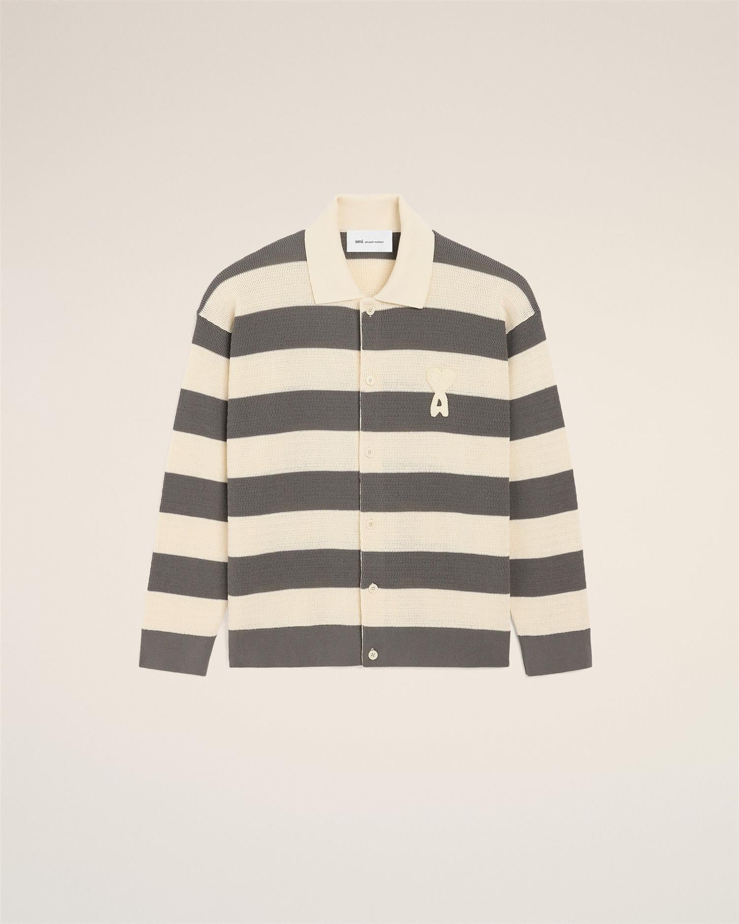 ADC PATCH POLO CARDIGAN WHITE CREAM/CARBONE