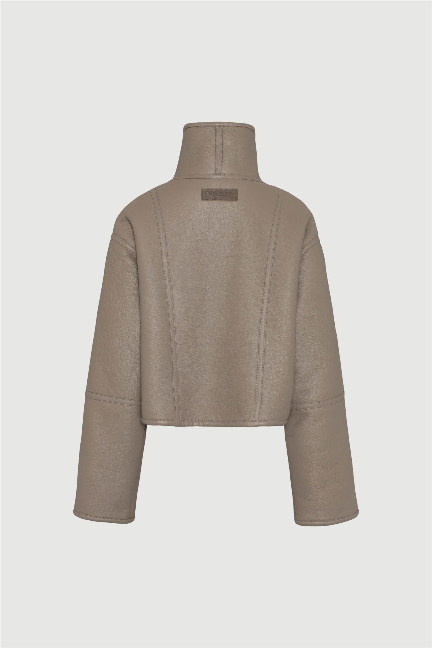 Hawk Leather Shearling Jacket Taupe