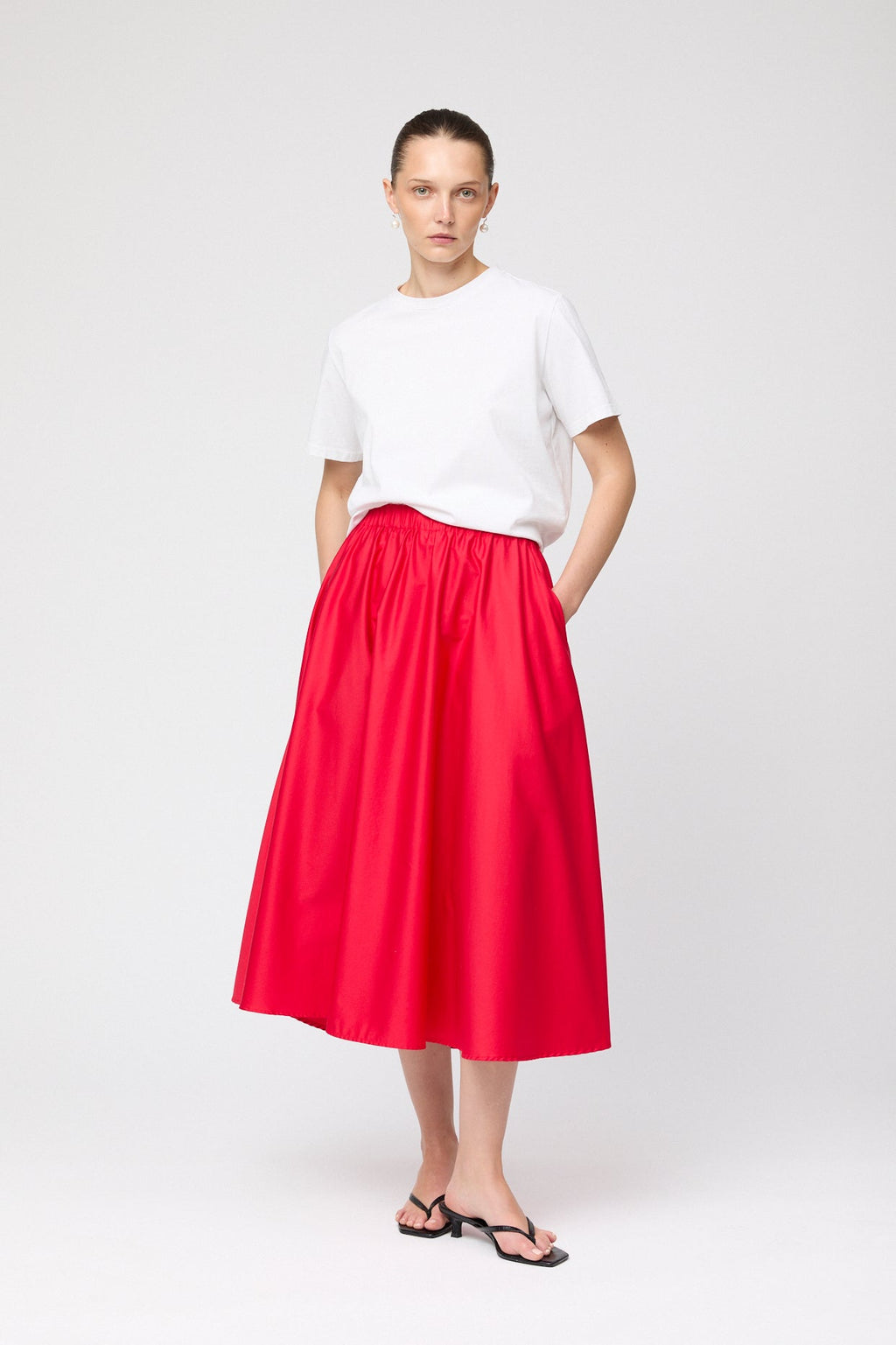 Isabella Cotton Skirt Vivid Red