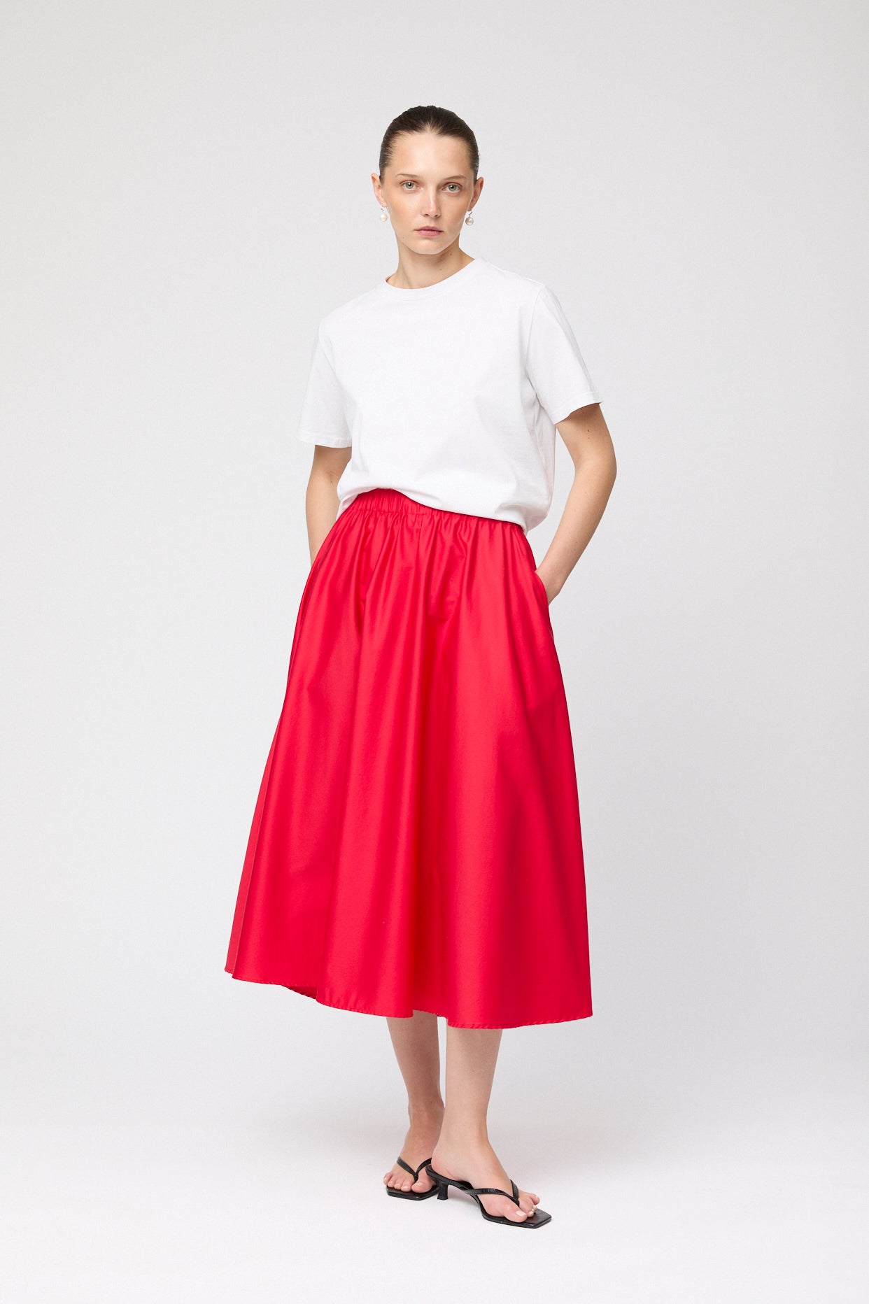 Isabella Cotton Skirt Vivid Red