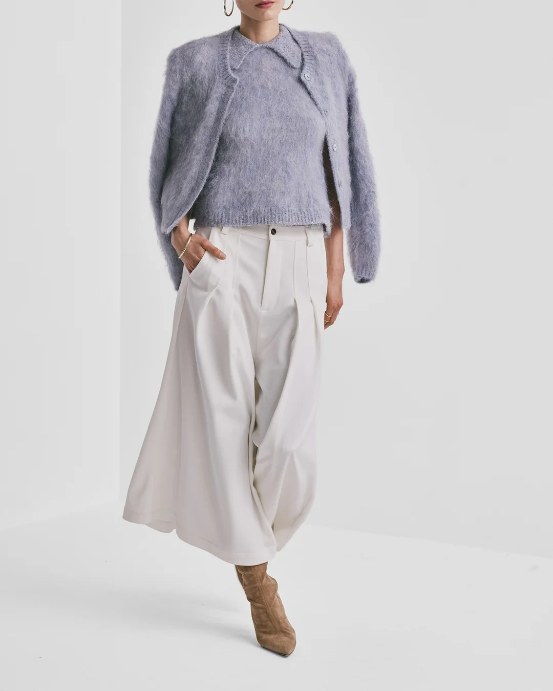 Hairy Knit Jacket Sky Blue