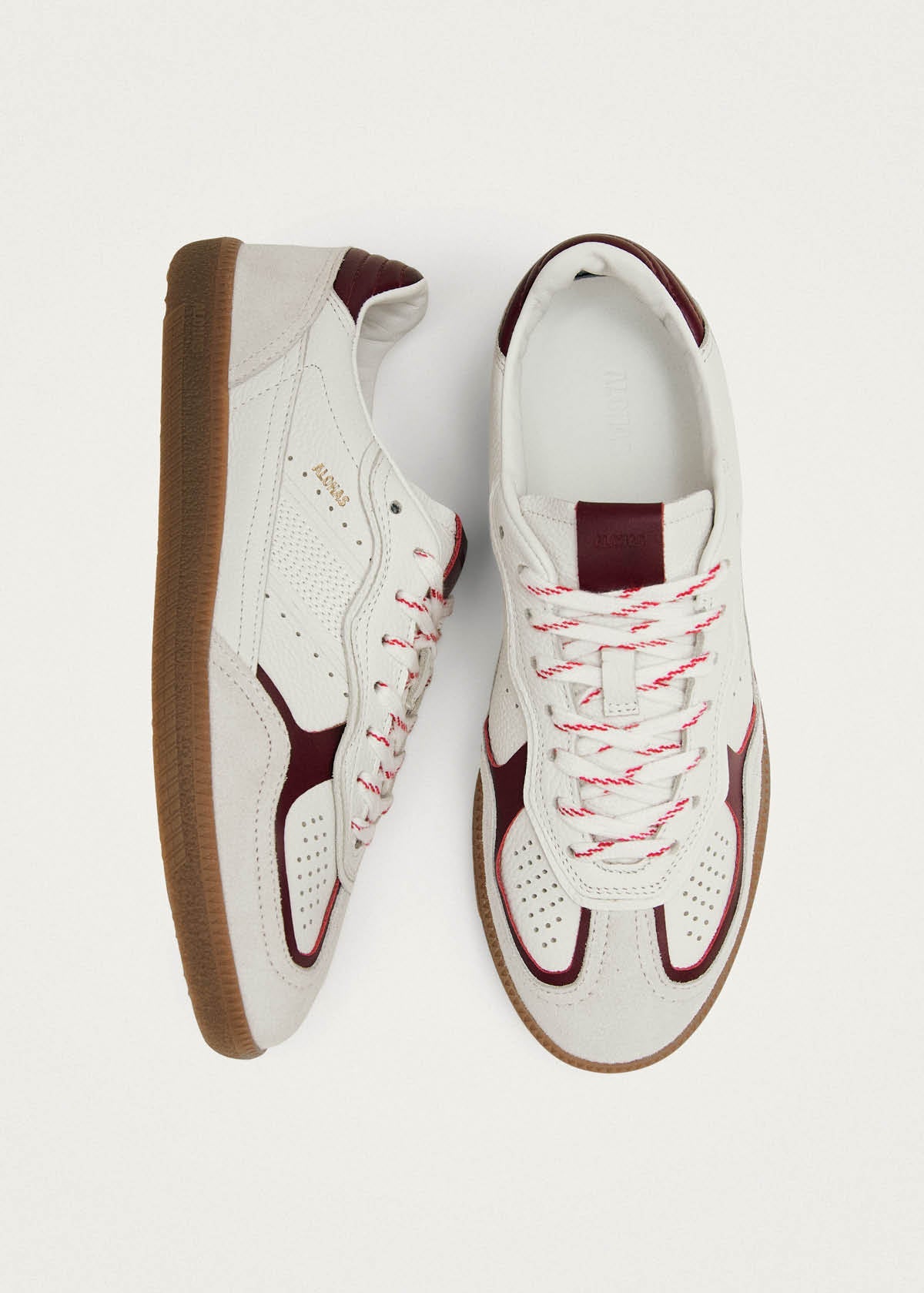 TB.490 Leather Sneakers Rife Grain White Burgundy
