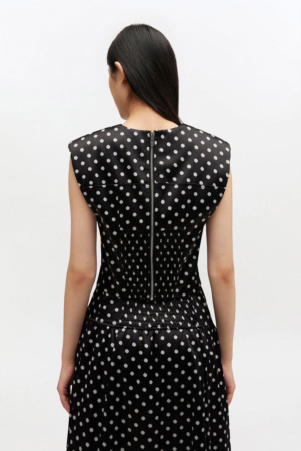 Printed Double Satin Corset Top Black