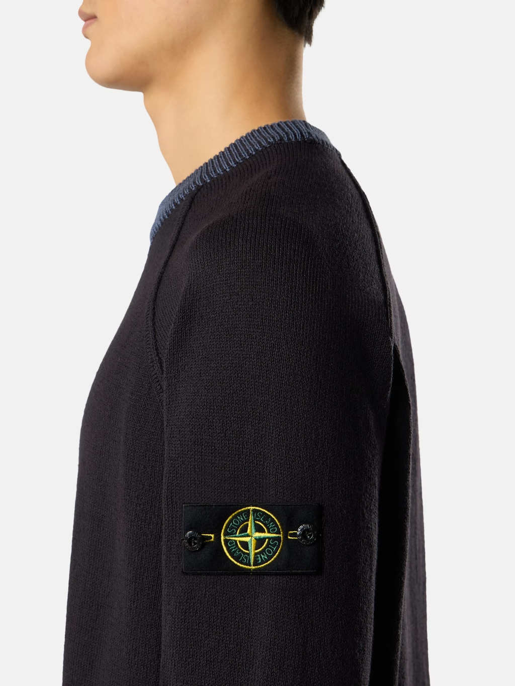RAW HAND KNITTED COTTON SWEATER NAVY BLUE