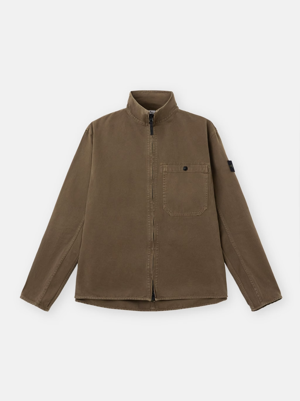 PANAMA COTTON 'OLD' EFFECT OVERSHIRT UMBER