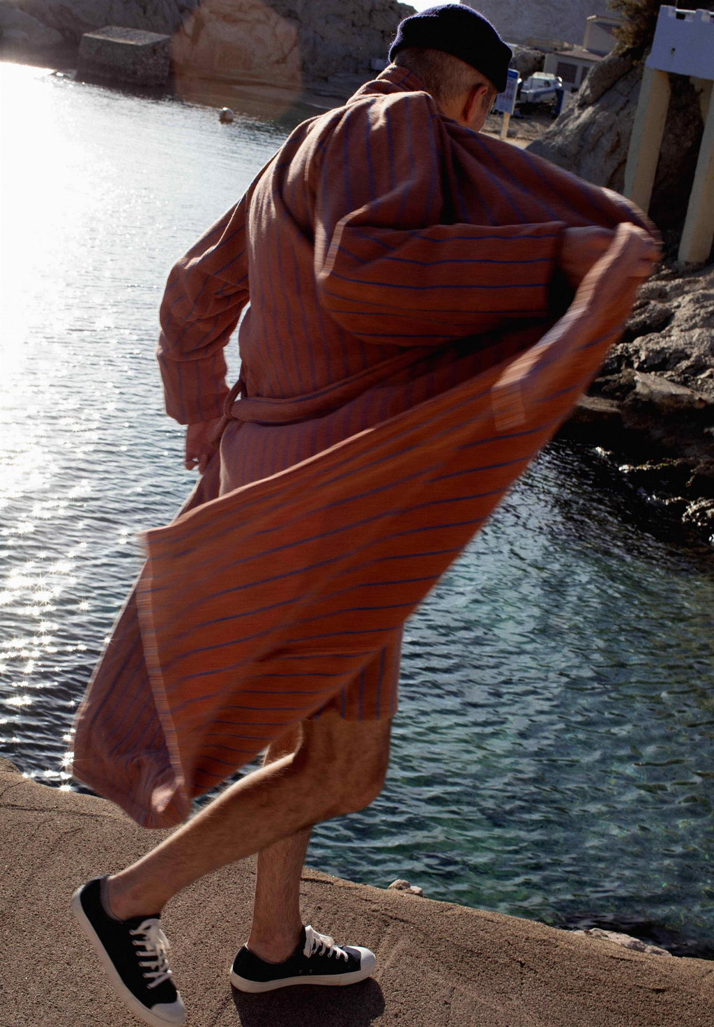 NARAM BATHROBE camel/ultramarine