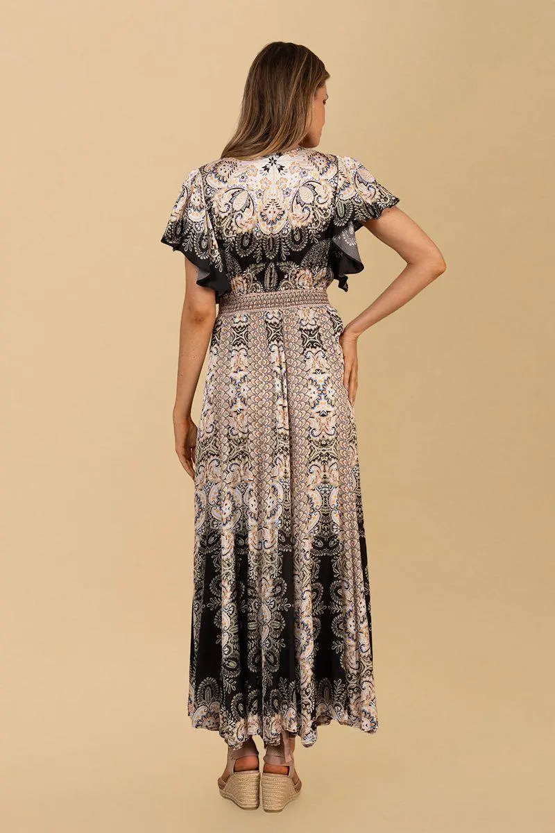 SANDRA Viscose Long Dress BLACK