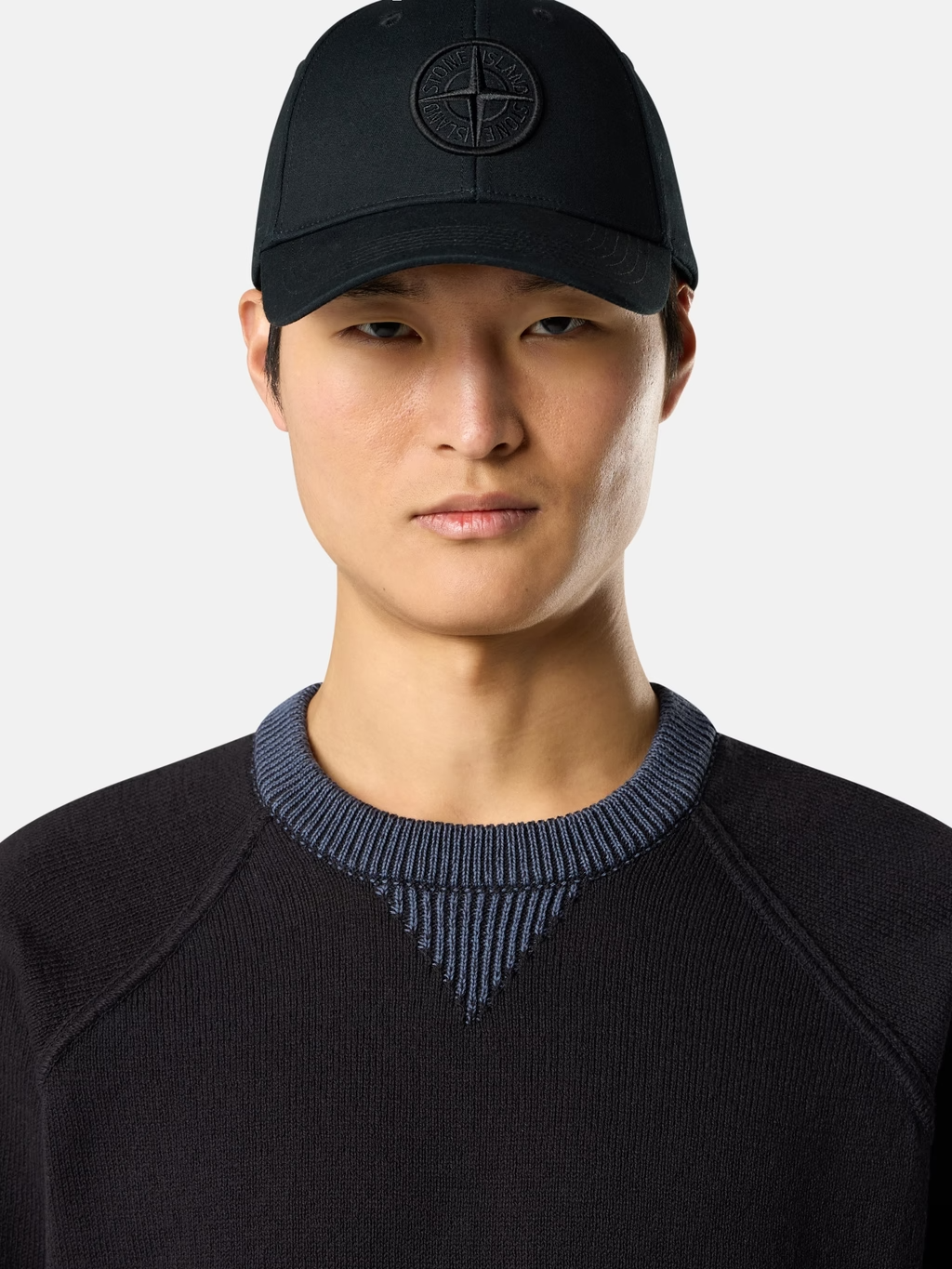 RAW HAND KNITTED COTTON SWEATER NAVY BLUE