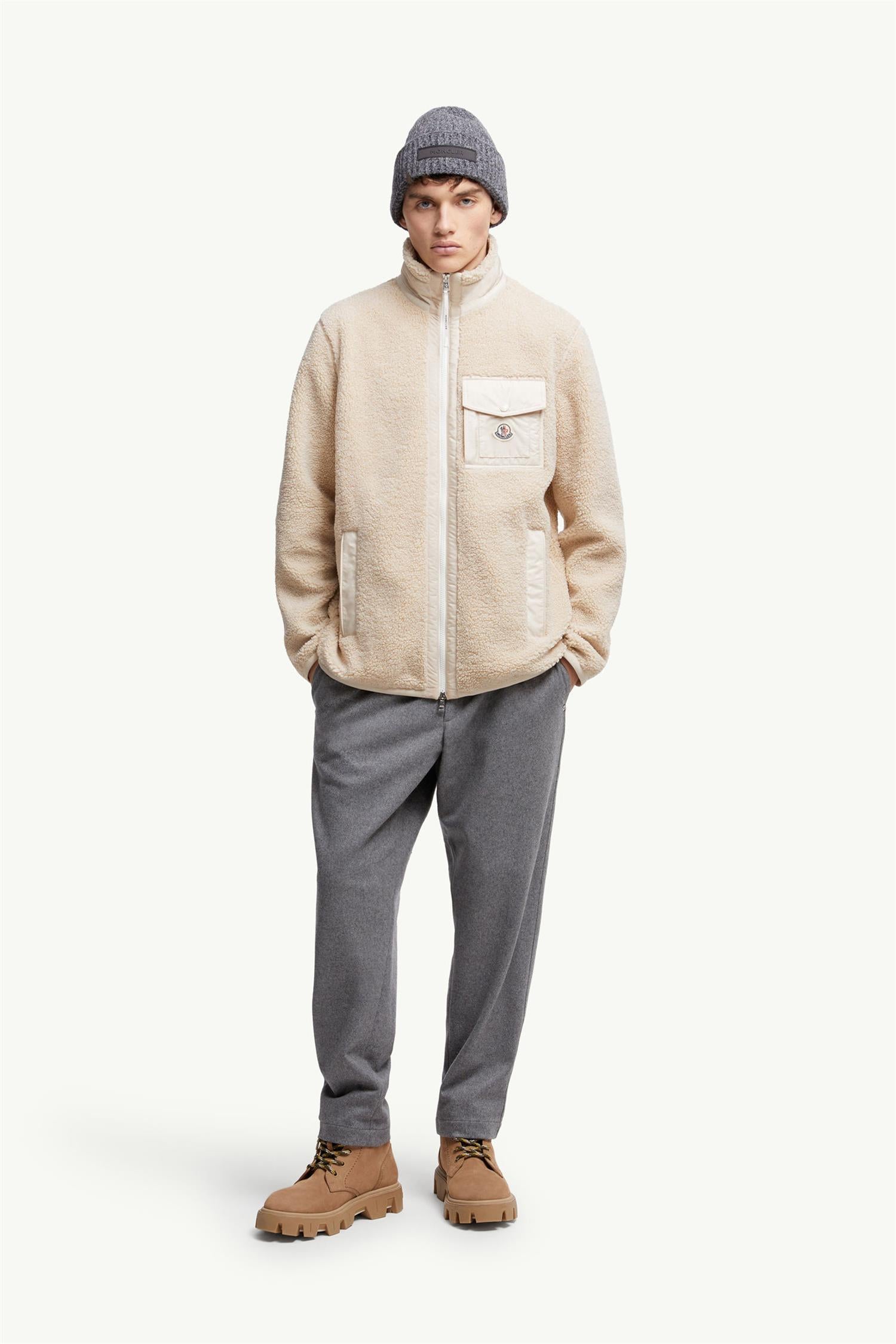 Teddy Fleece Zip-Up Jacket Light Beige