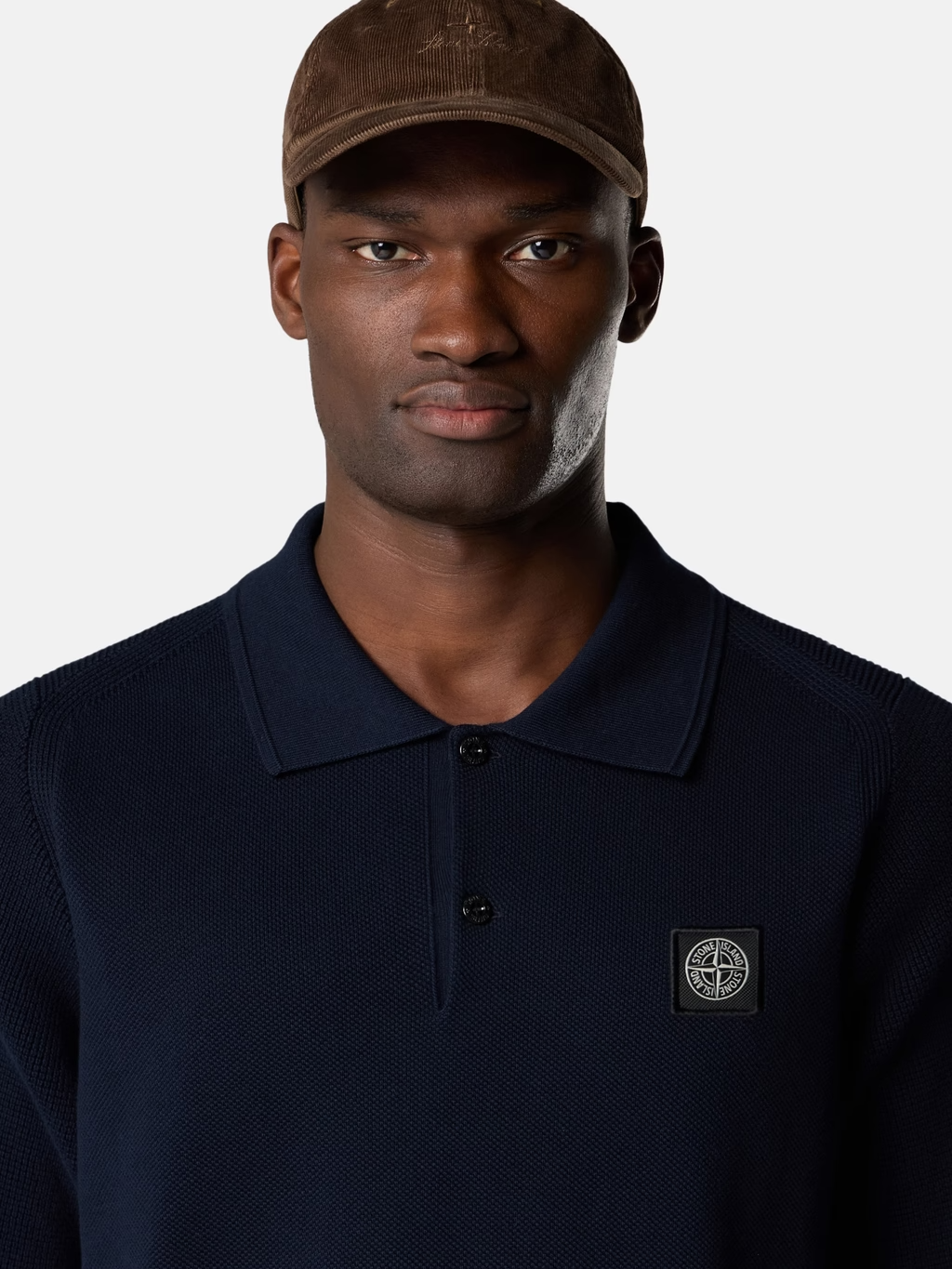 MICRO STITCH COTTON POLO T-SHIRT NAVY BLUE