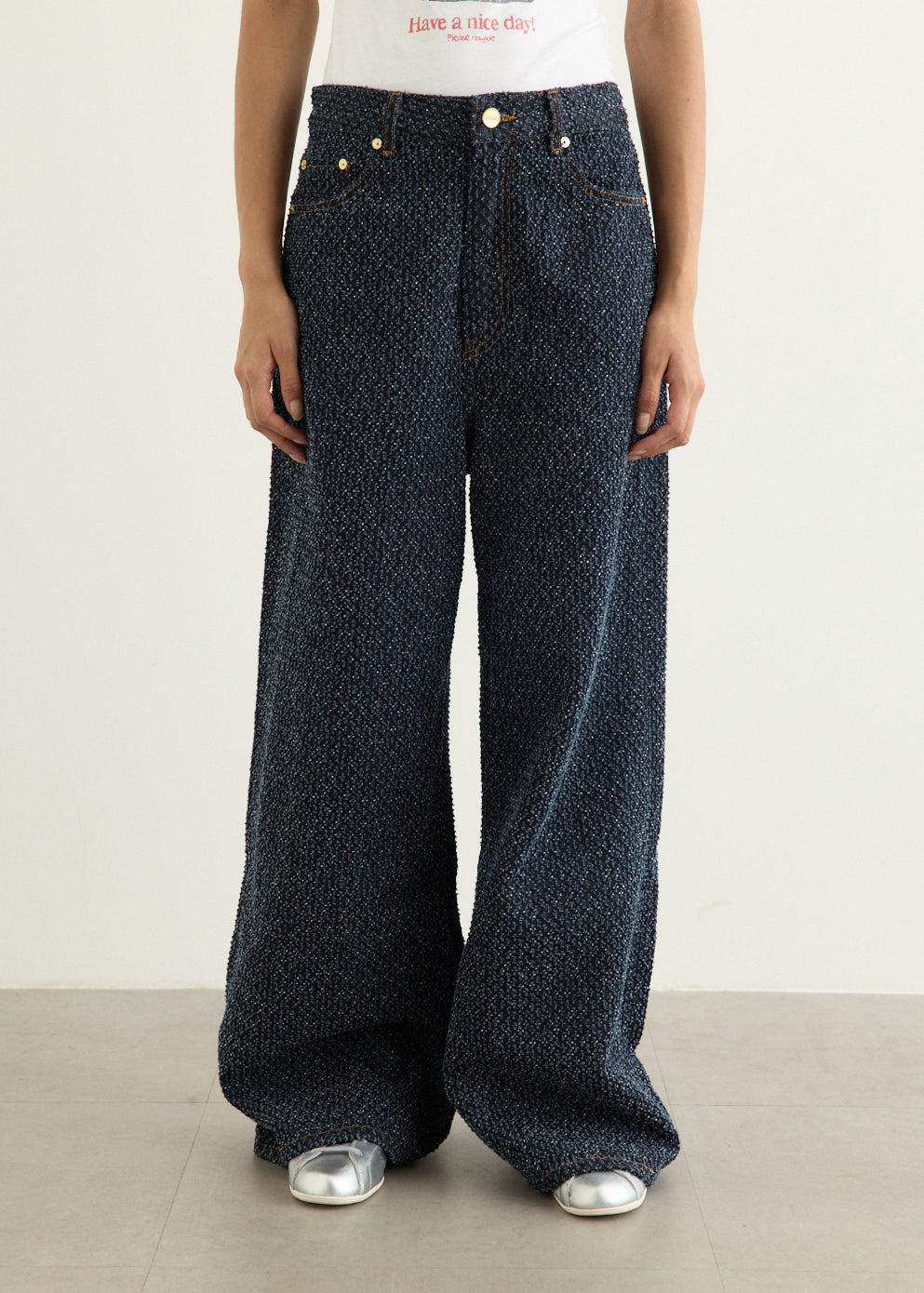 Tweed Denim Baggy Jeans Rinse