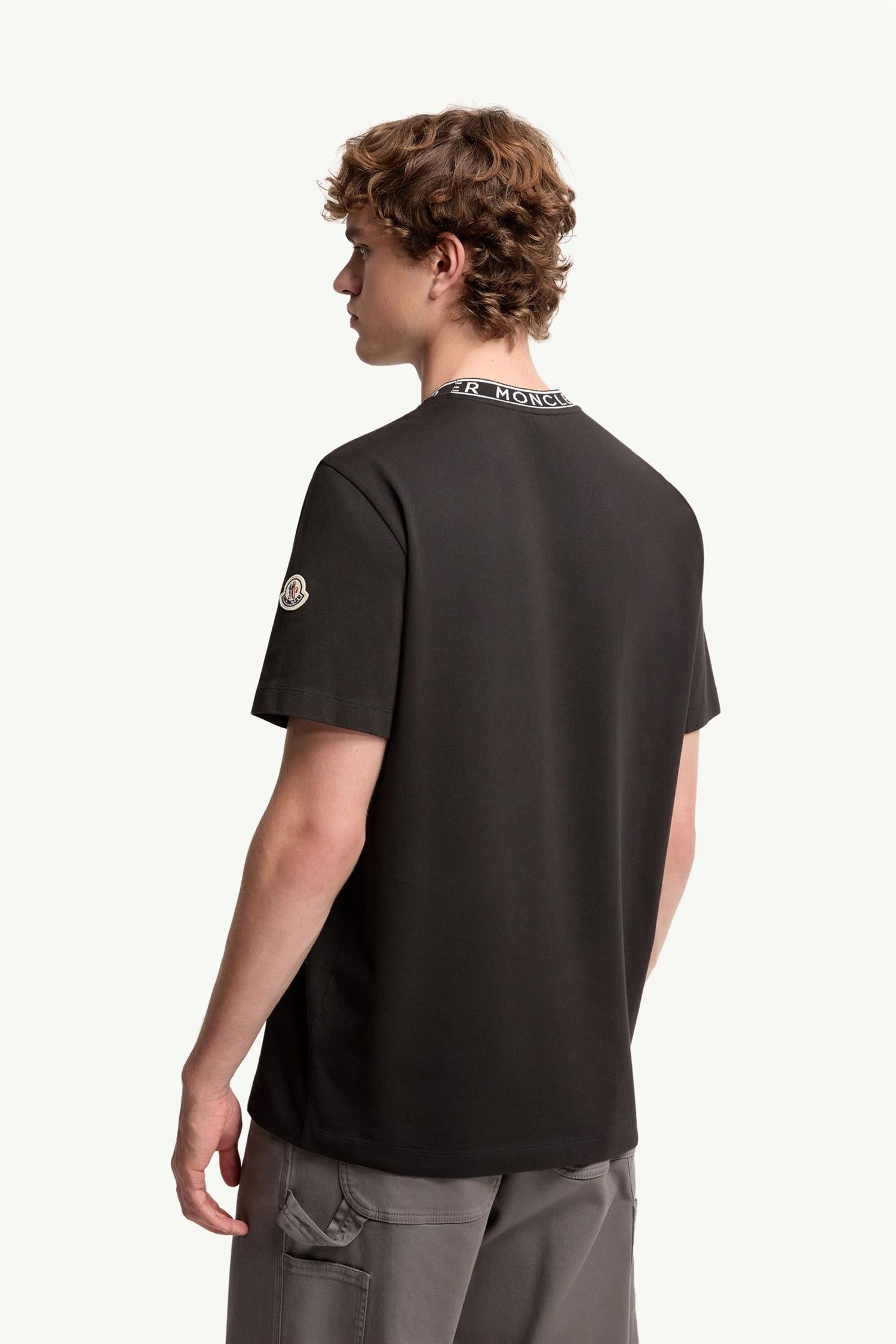 Intarsia logo neckrib T-SHIRT BLACK