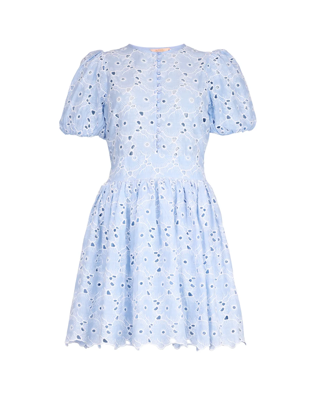 Broderie Anglaise Puffed Dress Light Blue