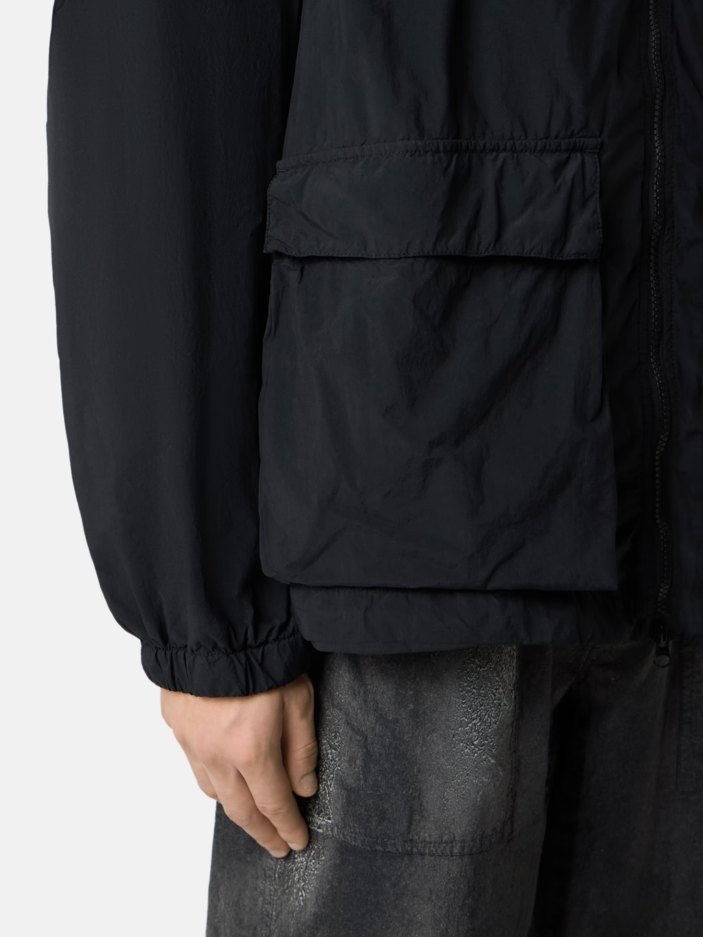 NYLON SMERIGLIATO-TC PARKA JACKET BLACK