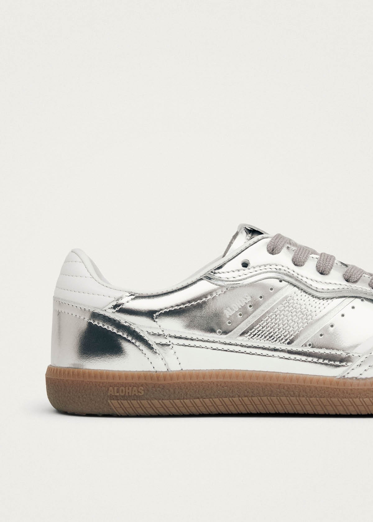 TB.490 Leather Sneakers Rife Shimmer Silver Cream