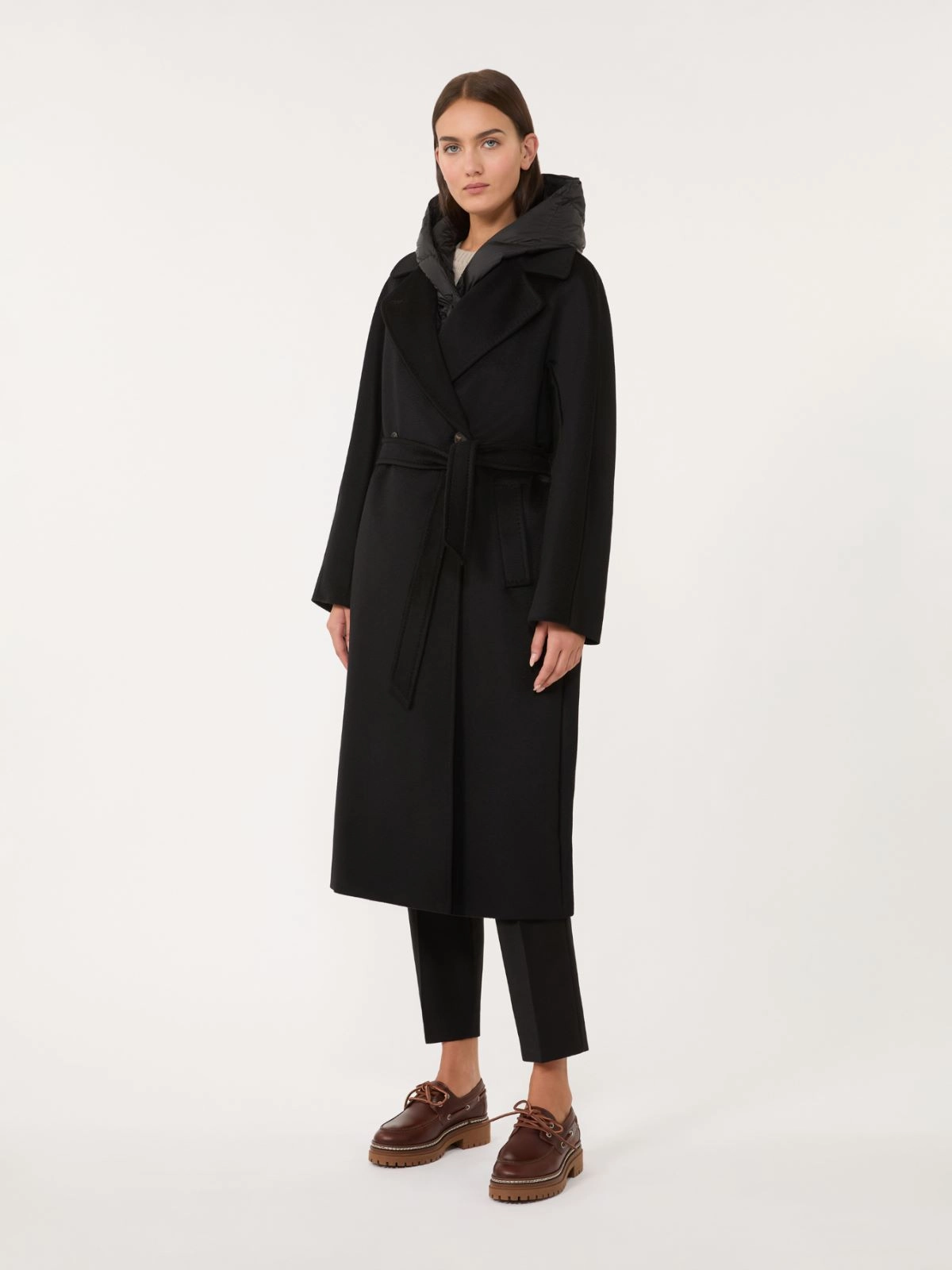 RESINA Double-breasted wool coat Black