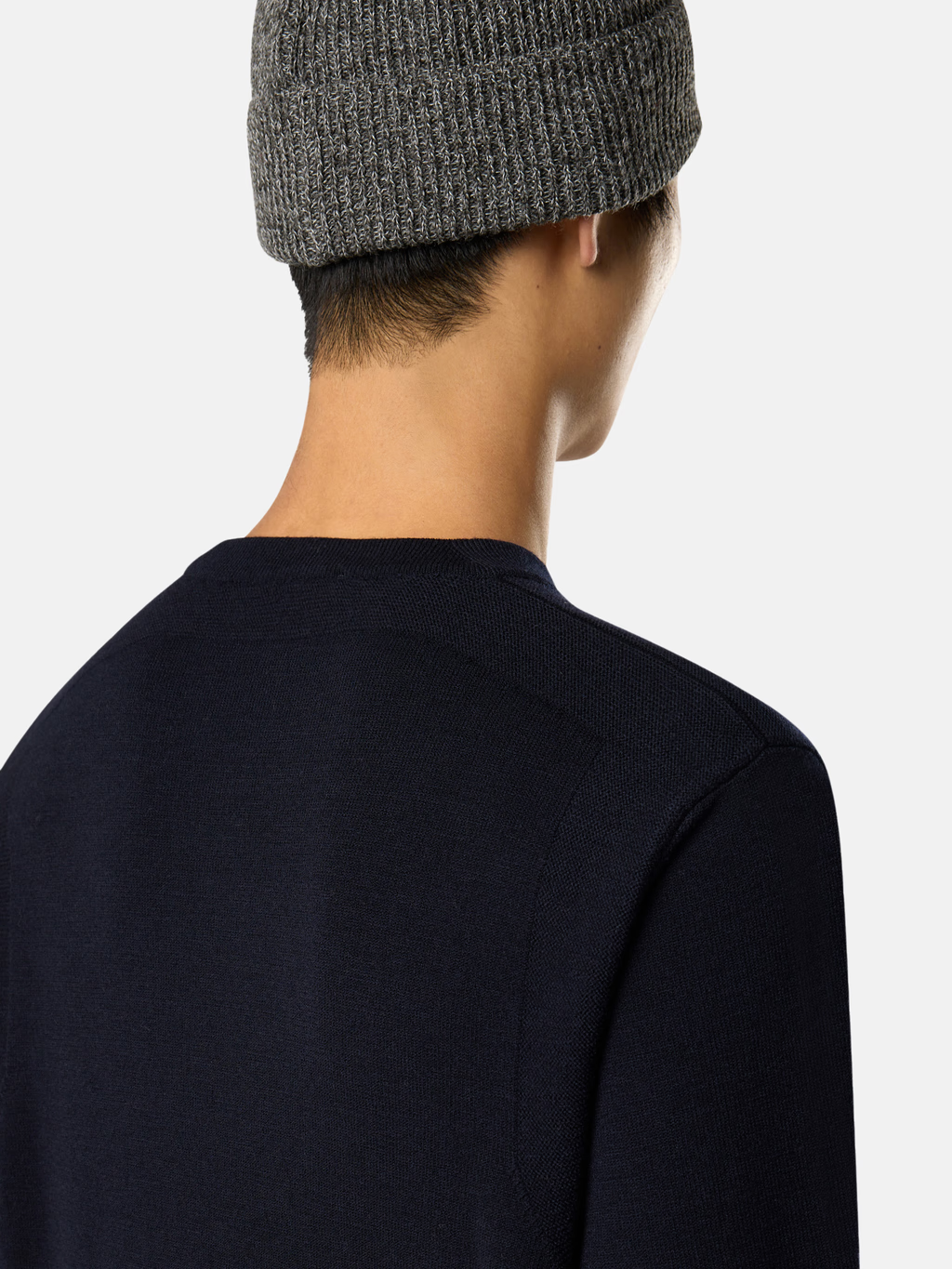 KNITTED STRETCH RWS WOOL SWEATER NAVY