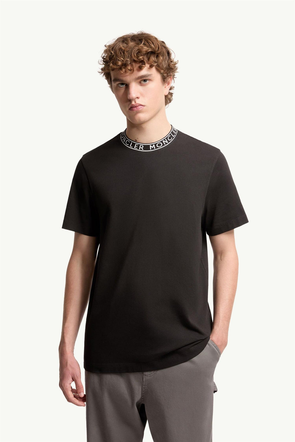 Intarsia logo neckrib T-SHIRT BLACK