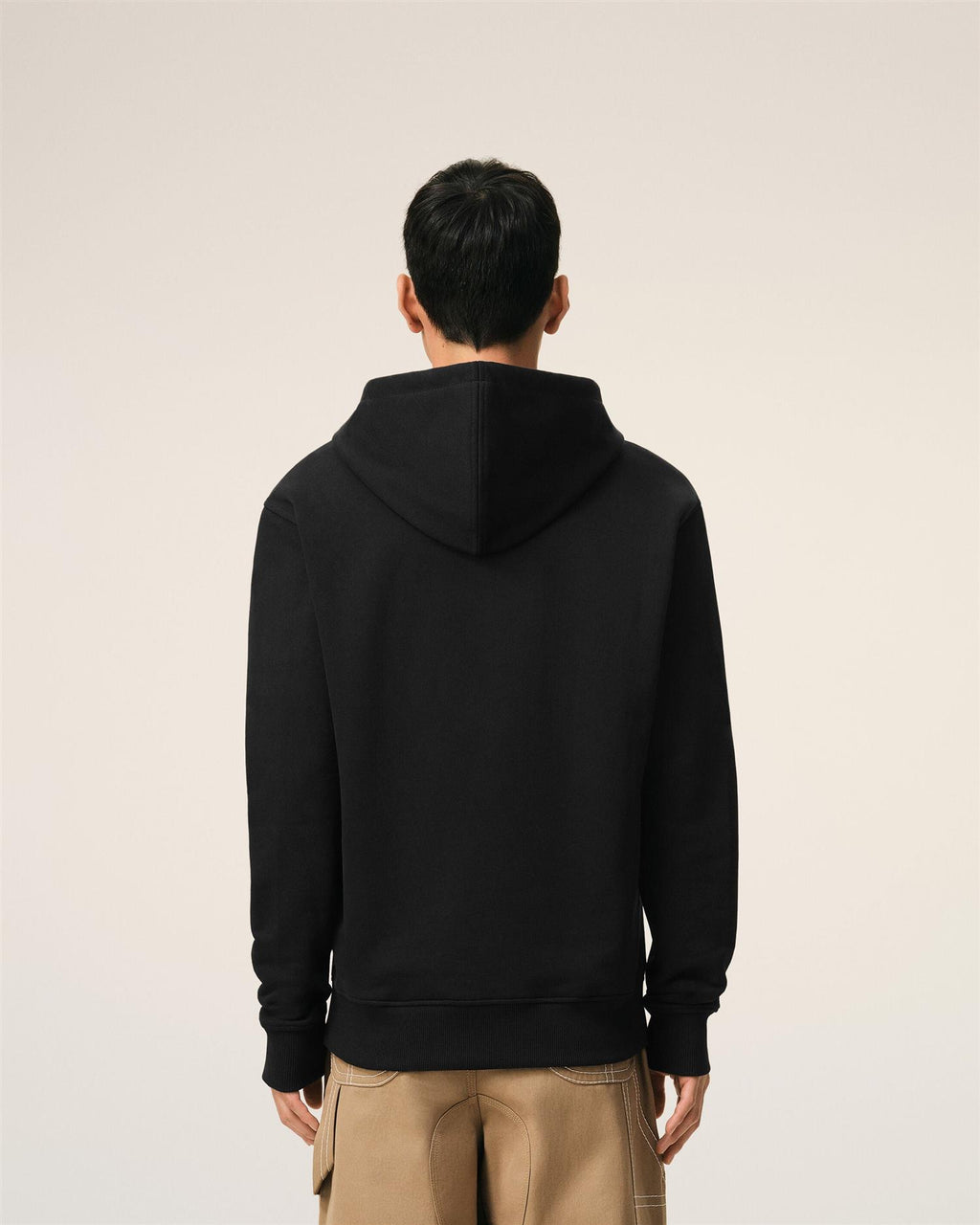 LOOPBACK COTTON AMI DE COEUR ZIP-HOOD BLACK/WHITE