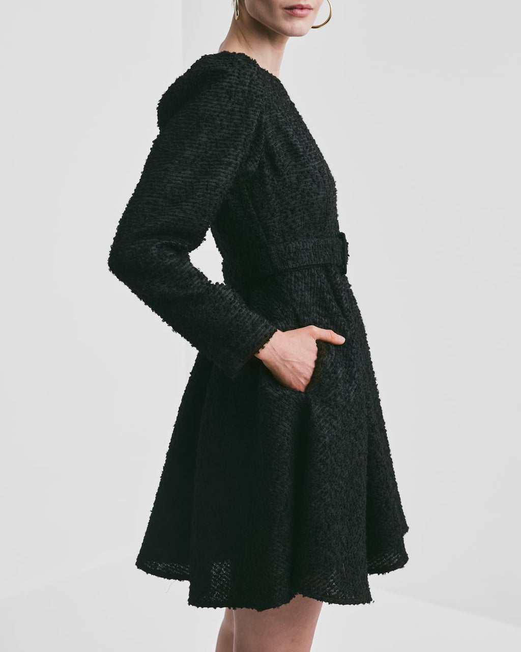 Boucle Belt Dress Black