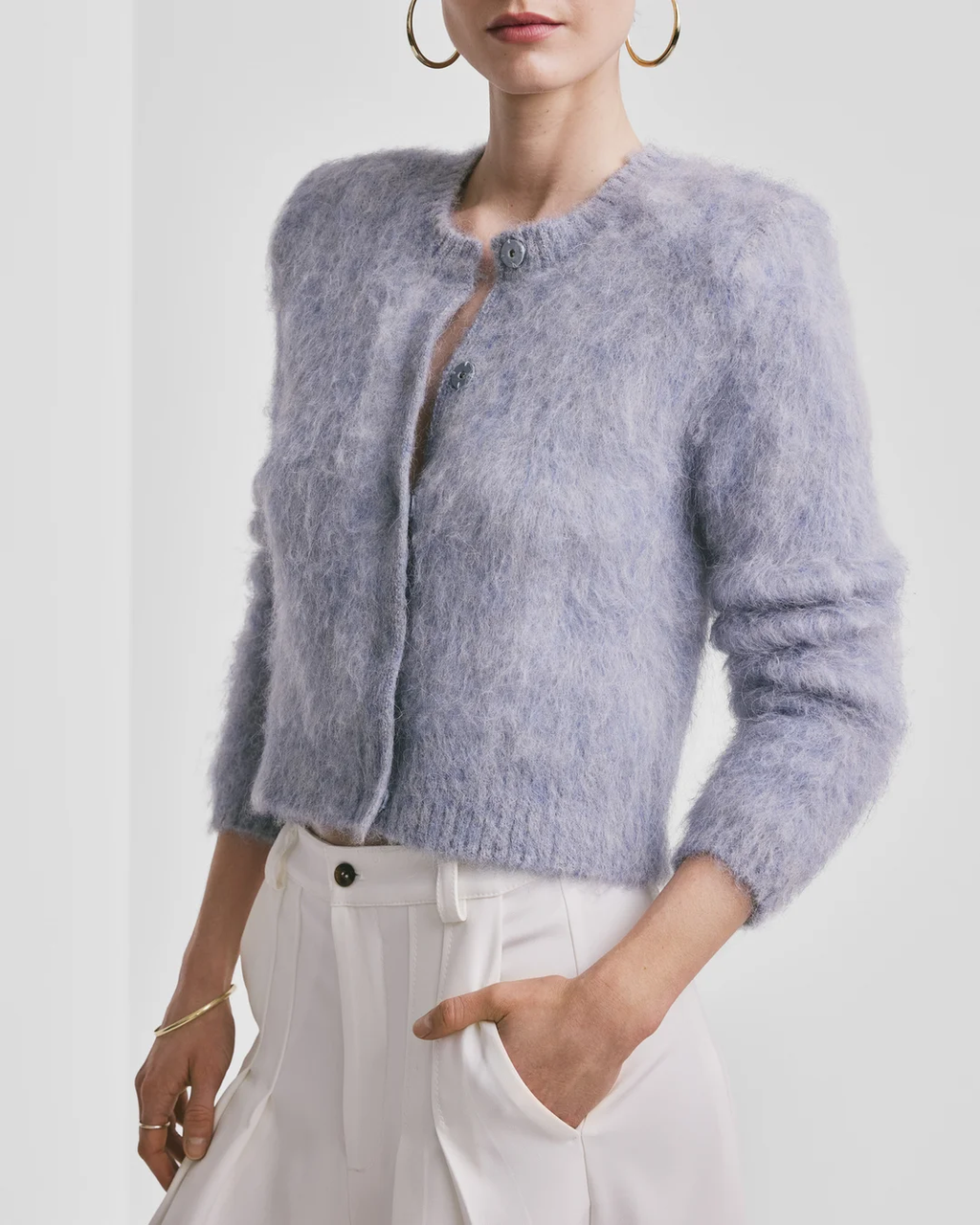 Hairy Knit Jacket Sky Blue