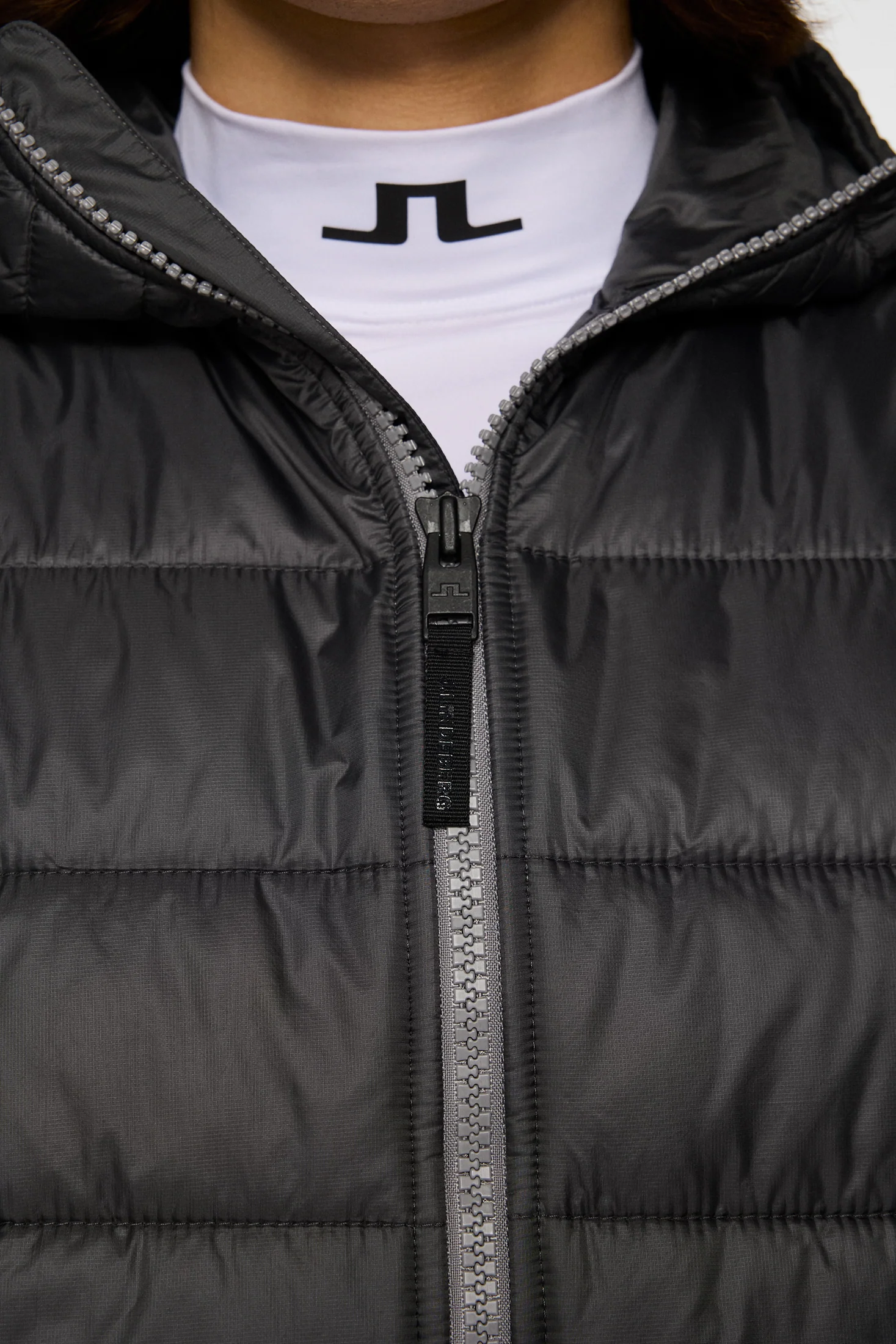 Seth Hybrid Zip Hood Medium Grey Melange